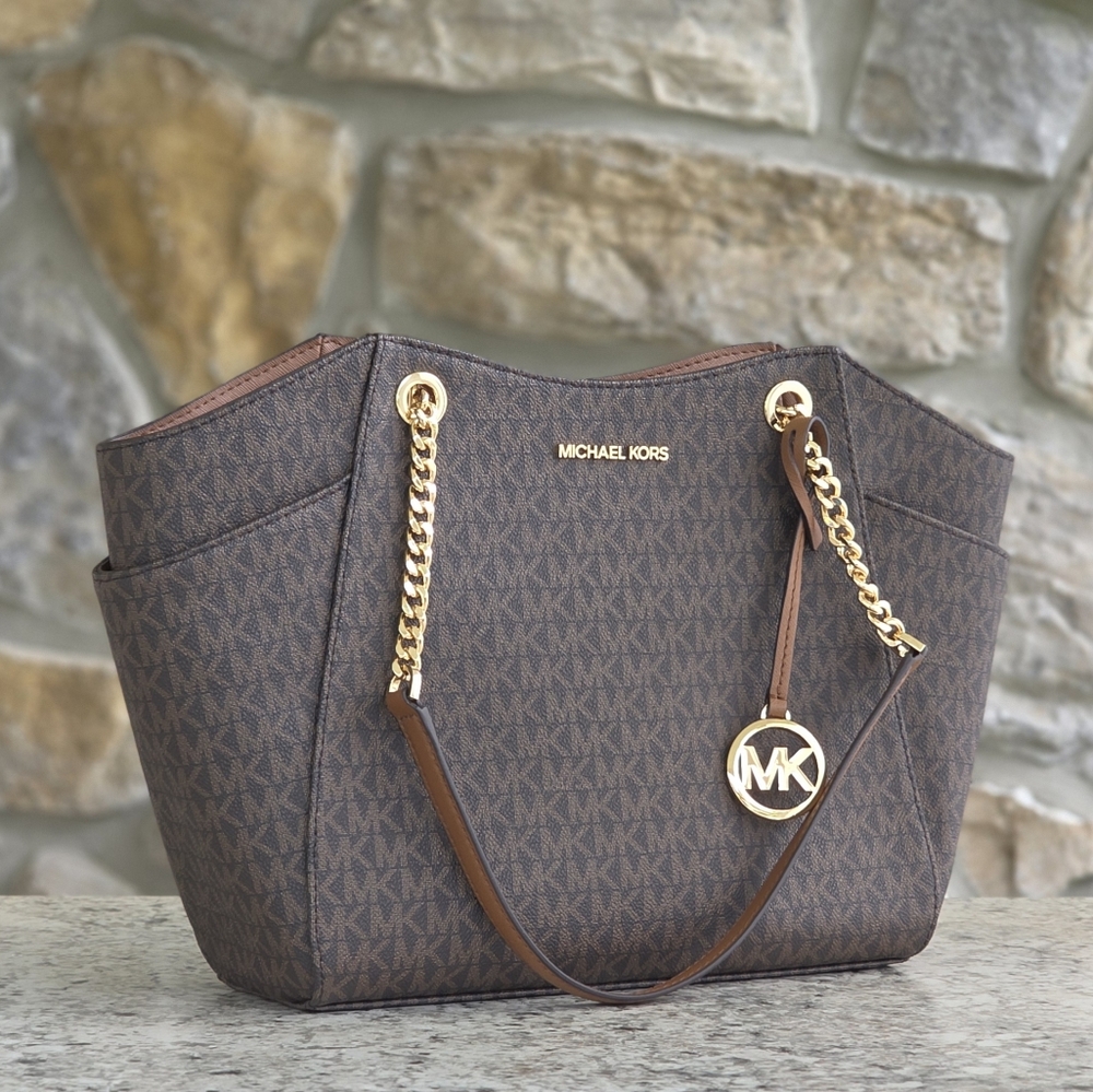 Michael Kors Jet Set Logo Large Brown Shoulder Bag